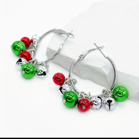 NWT CHRISTMAS BELL HOOP EARRINGS - Picture 2 of 4